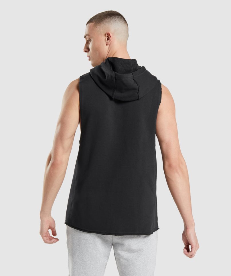 Men's Gymshark Legacy Drop Arm Hoodie Black | NZ 3FXLPK